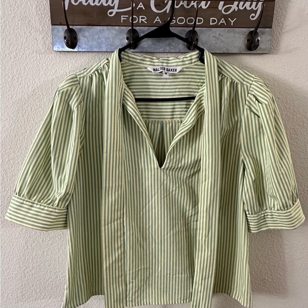 Walter Baker Green Striped Women's Top